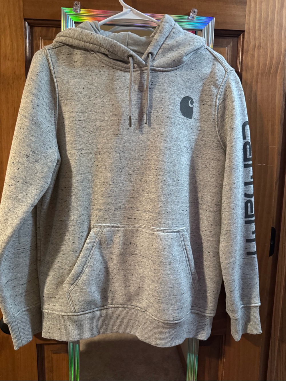 Carhartt Gray Speckled Crewneck Hoodie with Logo